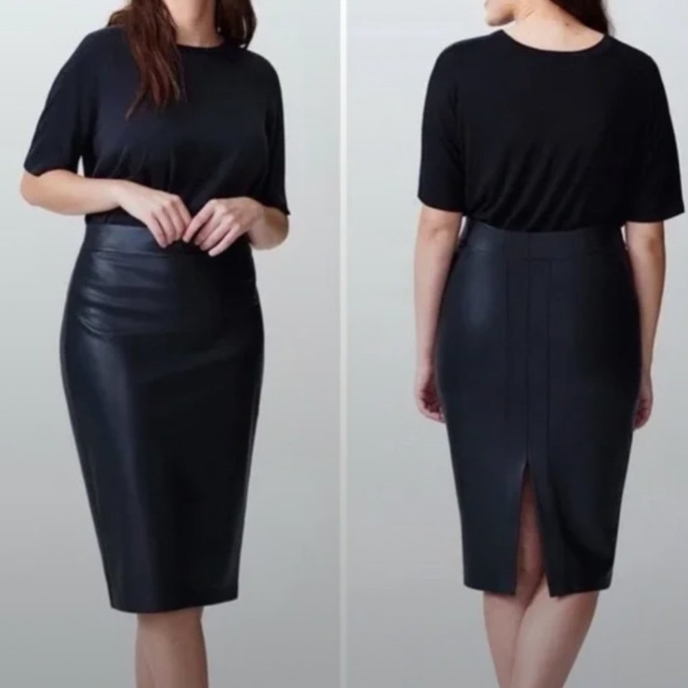 Universal Standard Vegan Leather Sillaro Black Pencil Skirt Size 20